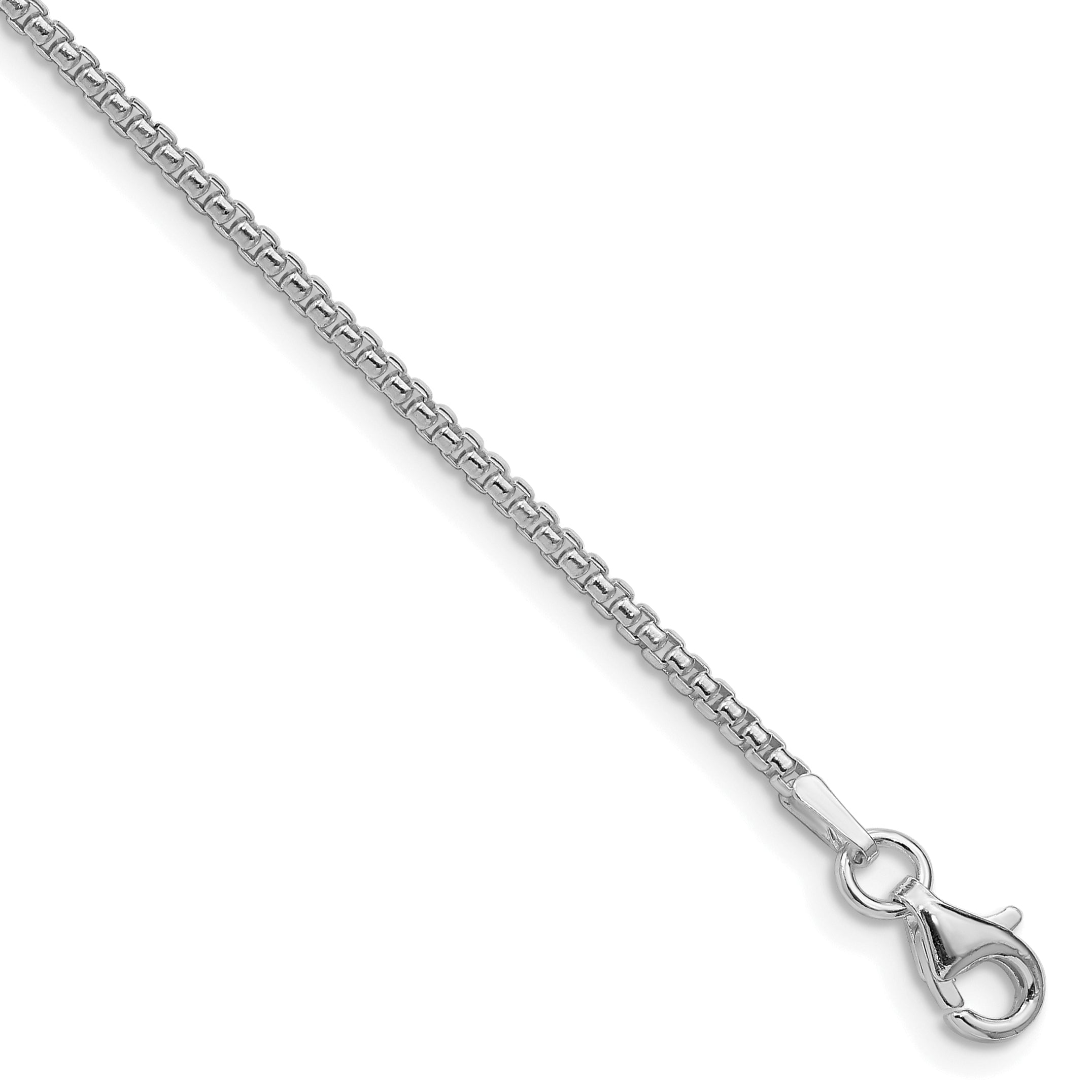 Sterling Silver Rhodium-plated 1.75mm Round Box Chain