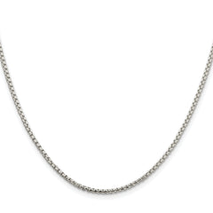 Sterling Silver Rhodium-plated 2mm Round Box Chain