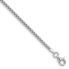 Sterling Silver Rhodium-plated 2mm Round Box Chain