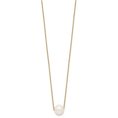 Sterling Silver Gold-tone 10-11mm White Near-Round Freshwater Cultured Pearl 17 inch Necklace