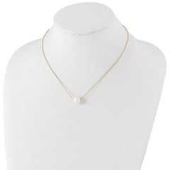 Sterling Silver Gold-tone 10-11mm White Near-Round Freshwater Cultured Pearl 17 inch Necklace