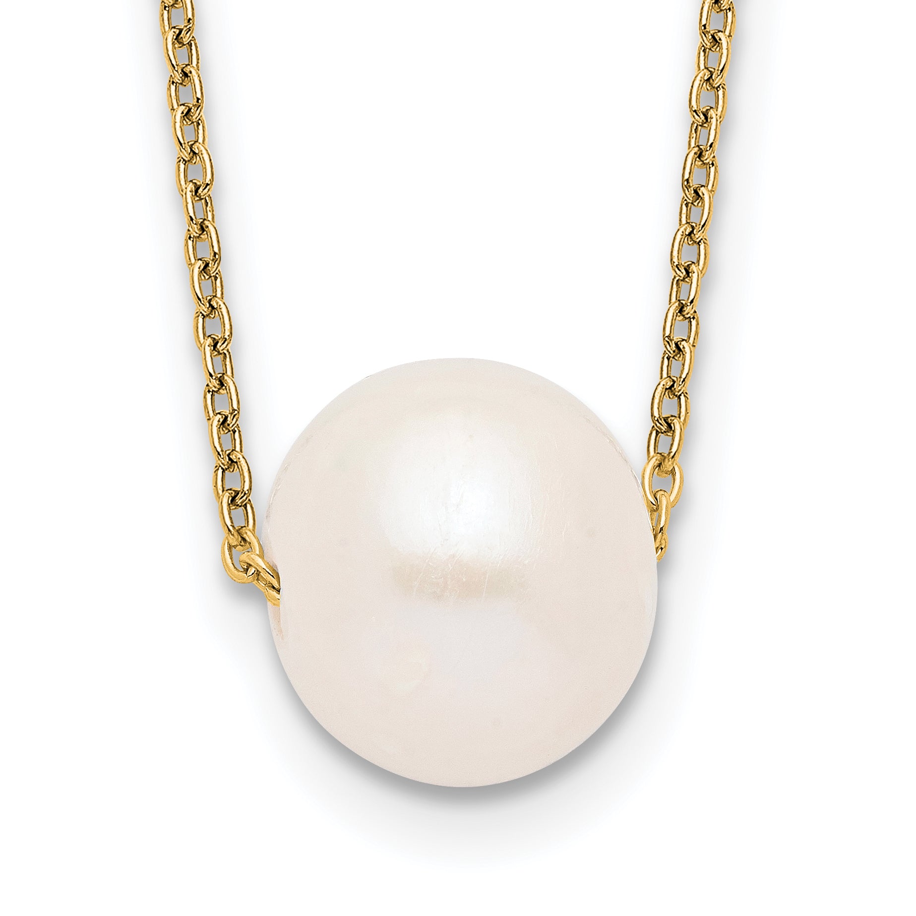Sterling Silver Gold-tone 10-11mm White Near-Round Freshwater Cultured Pearl 17 inch Necklace