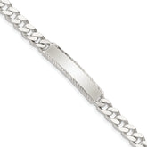 Sterling Silver Diamond-cut Engraveable Curb Link ID Bracelet