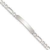 Sterling Silver 7inch Polished Engraveable Figaro Link ID Bracelet