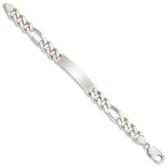 Sterling Silver 8.5inch Polished Engraveable Figaro Link ID Bracelet