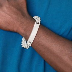 Sterling Silver 8.5inch Polished Engraveable Figaro Link ID Bracelet