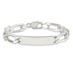 Sterling Silver 8.5inch Polished Engraveable 1 Figaro Link ID Bracelet