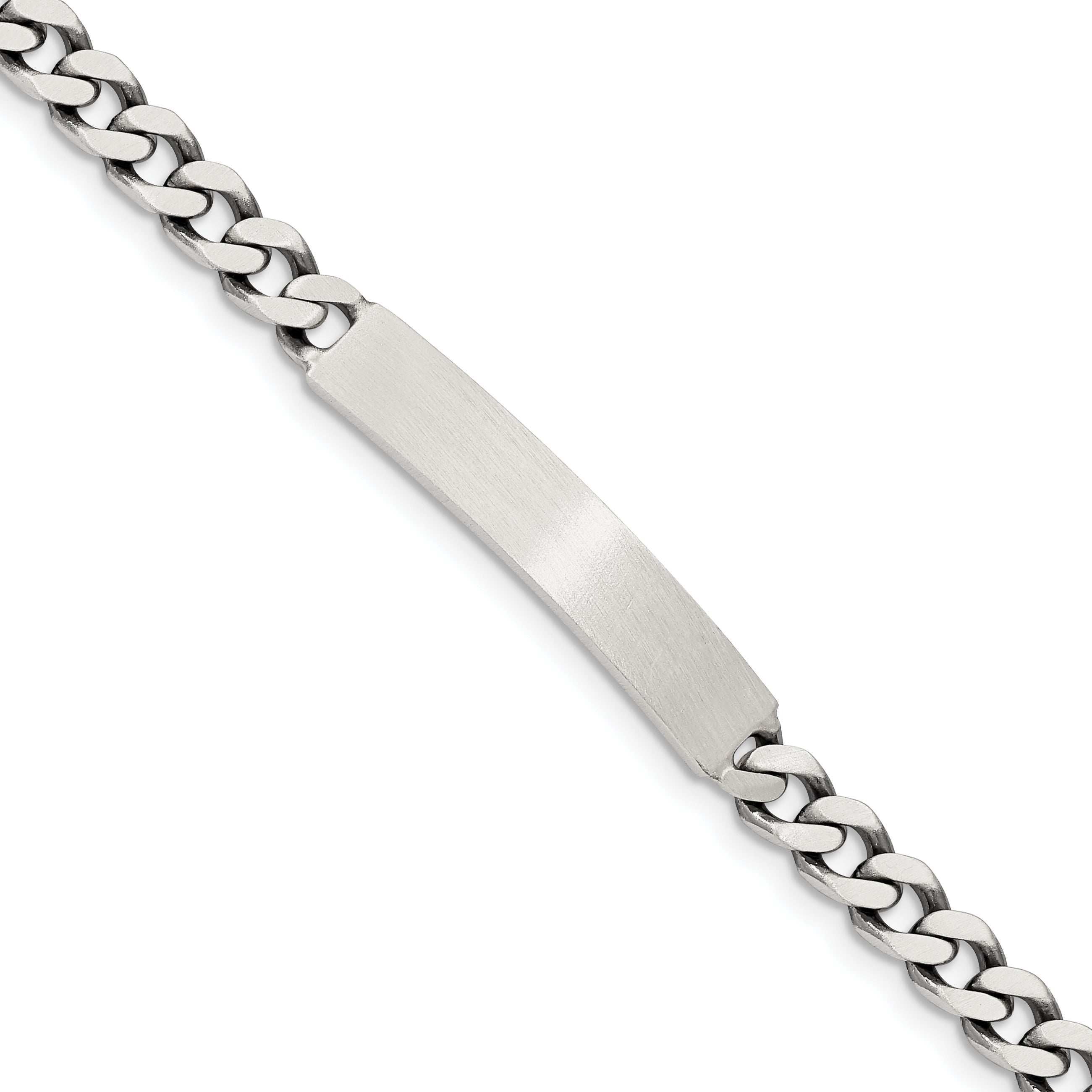 Sterling Silver 8inch Engraveable Antiqued Curb Link ID Bracelet