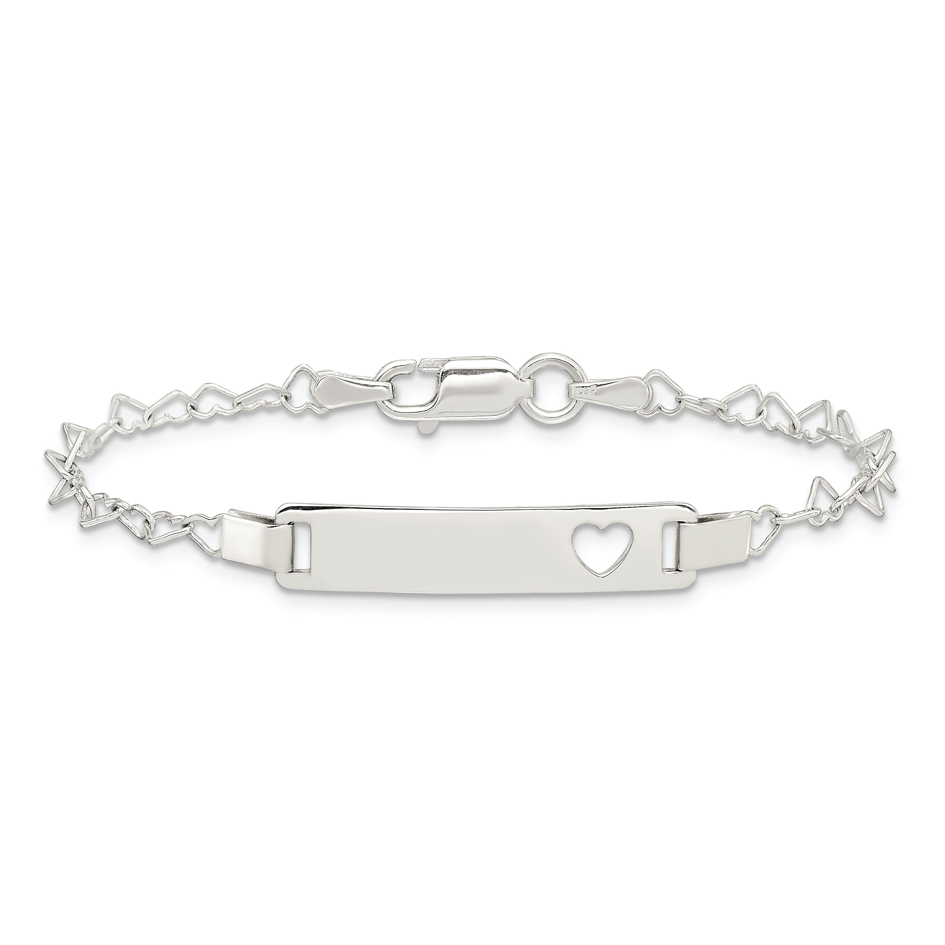 Sterling Silver Heart Baby ID Bracelet