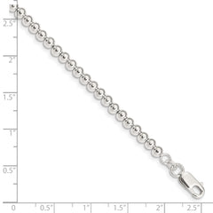 Sterling Silver Polished Beaded Chain with 1in Ext. Children's Bracelet