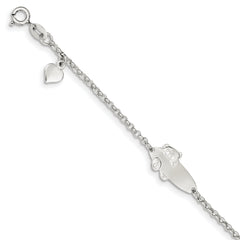Sterling Silver Polished Childrens Teddy Bear 5in Plus 1in Ext ID Bracelet