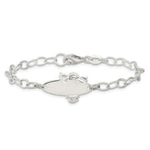 Sterling Silver Polished Angel Baby Engraveable ID Bracelet