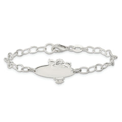 Sterling Silver Polished Angel Baby Engraveable ID Bracelet