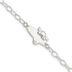 Sterling Silver Polished Angel Baby Engraveable ID Bracelet