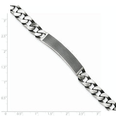 Sterling Silver Antiqued Satin ID Link Bracelet