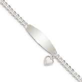 Sterling Silver With Heart Charm ID Bracelet