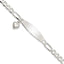 Figaro ID Heart Dangle Bracelet in Sterling Silver - Sophia Jewelers