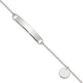 Sterling Silver Polished 7.5 inch Curb Link ID Bracelet With Sliding Accent