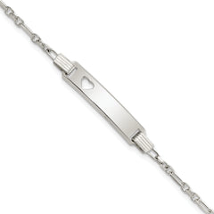 Sterling Silver Polished Childrens ID with Heart Bracelet