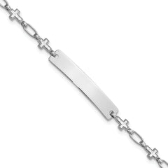 Sterling Silver Rhodium-Rhodium-Plated 6.25 inch Cross Children's ID Bracelet