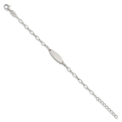 Sterling Silver Polished Fancy Link 5 inch with 1 inch Extension Childrens ID Bracelet