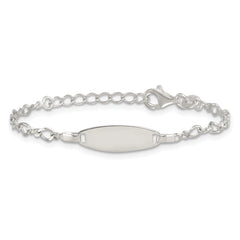 Sterling Silver Polished Fancy Link 5 inch with 1 inch Extension Childrens ID Bracelet