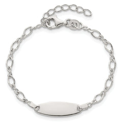 Sterling Silver Polished Fancy Link 5 inch with 1 inch Extension Childrens ID Bracelet