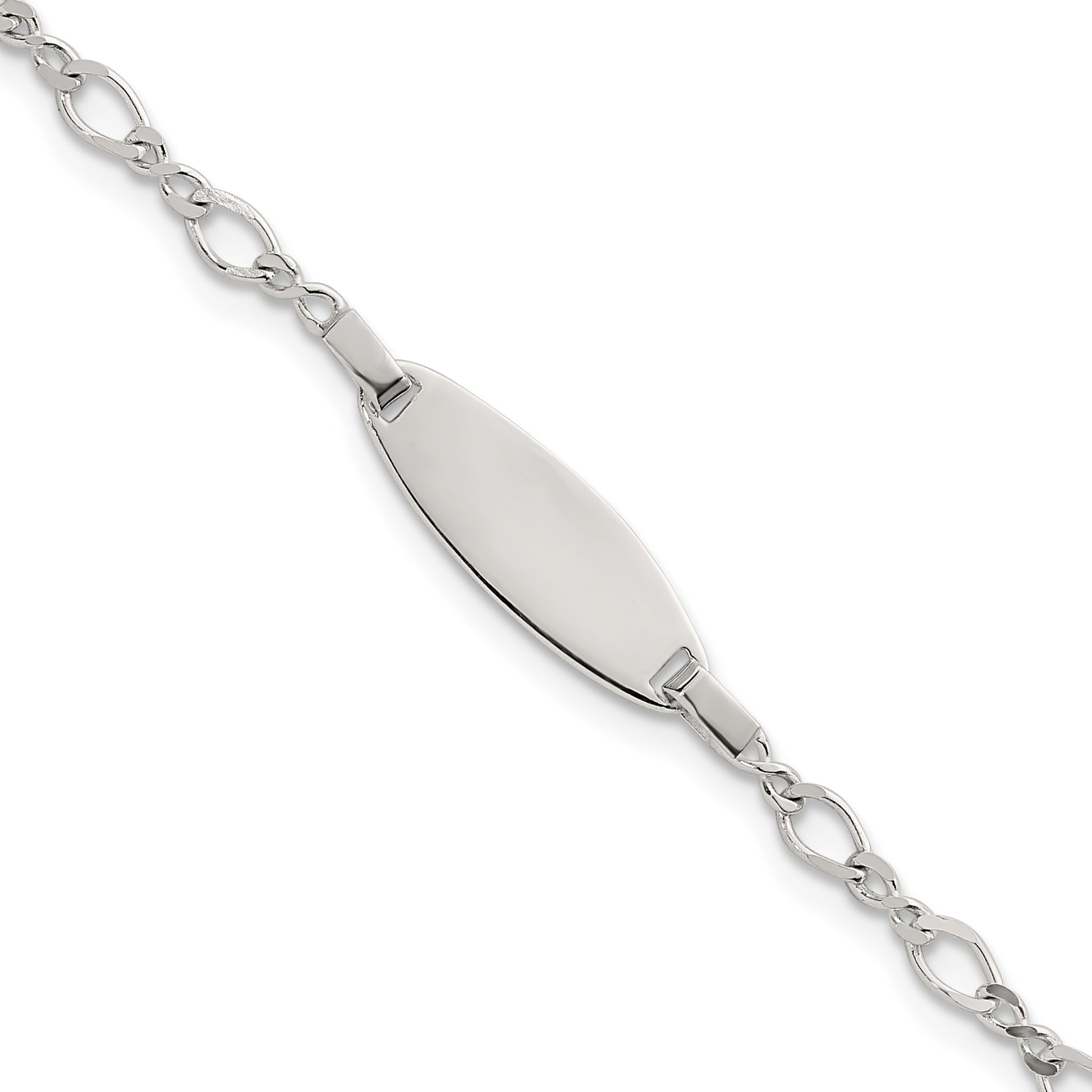 Sterling Silver Polished Fancy Link 5 inch with 1 inch Extension Childrens ID Bracelet