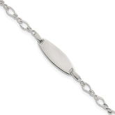 Sterling Silver Polished Fancy Link 5 inch with 1 inch Extension Childrens ID Bracelet