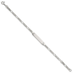 Sterling Silver Polished Figaro Link 6.25 inch with 1 inch Extension Childrens ID Bracelet