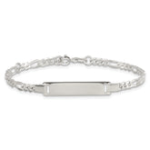 Sterling Silver Polished Figaro Link 6.25 inch with 1 inch Extension Childrens ID Bracelet