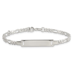 Sterling Silver Polished Figaro Link 6.25 inch with 1 inch Extension Childrens ID Bracelet