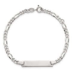 Sterling Silver Polished Figaro Link 6.25 inch with 1 inch Extension Childrens ID Bracelet