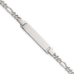 Sterling Silver Polished Figaro Link 6.25 inch with 1 inch Extension Childrens ID Bracelet