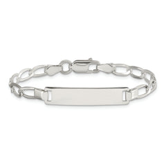Sterling Silver 6inch Polished Engraveable Childrens ID Bracelet