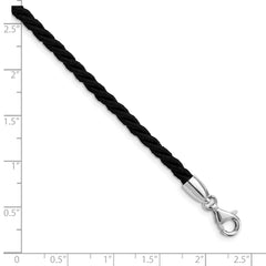 Sterling Silver Rhodium-plated 18inch Black Satin Cord Necklace