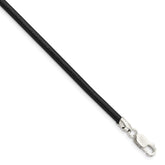 Sterling Silver 20inch 3mm Black Leather Cord Necklace
