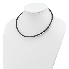 Sterling Silver 20inch 4mm Black Leather Necklace