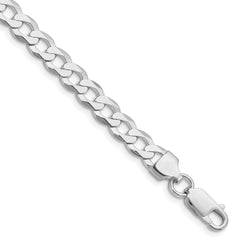 Sterling Silver Rhodium-Rhodium-Plated 6.8mm Flat Curb Chain