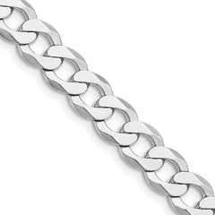 Sterling Silver Rhodium-plated 7.5mm Flat Curb Chain