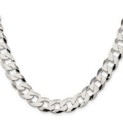 Sterling Silver Rhodium-plated 11.75mm Flat Curb Chain