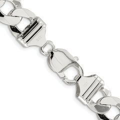 Sterling Silver Rhodium-plated 11.75mm Flat Curb Chain