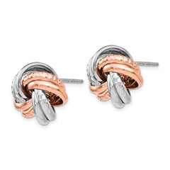 Sterling Silver Rose Rhodium-plated Post Earrings