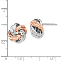 Sterling Silver Rose Rhodium-plated Post Earrings