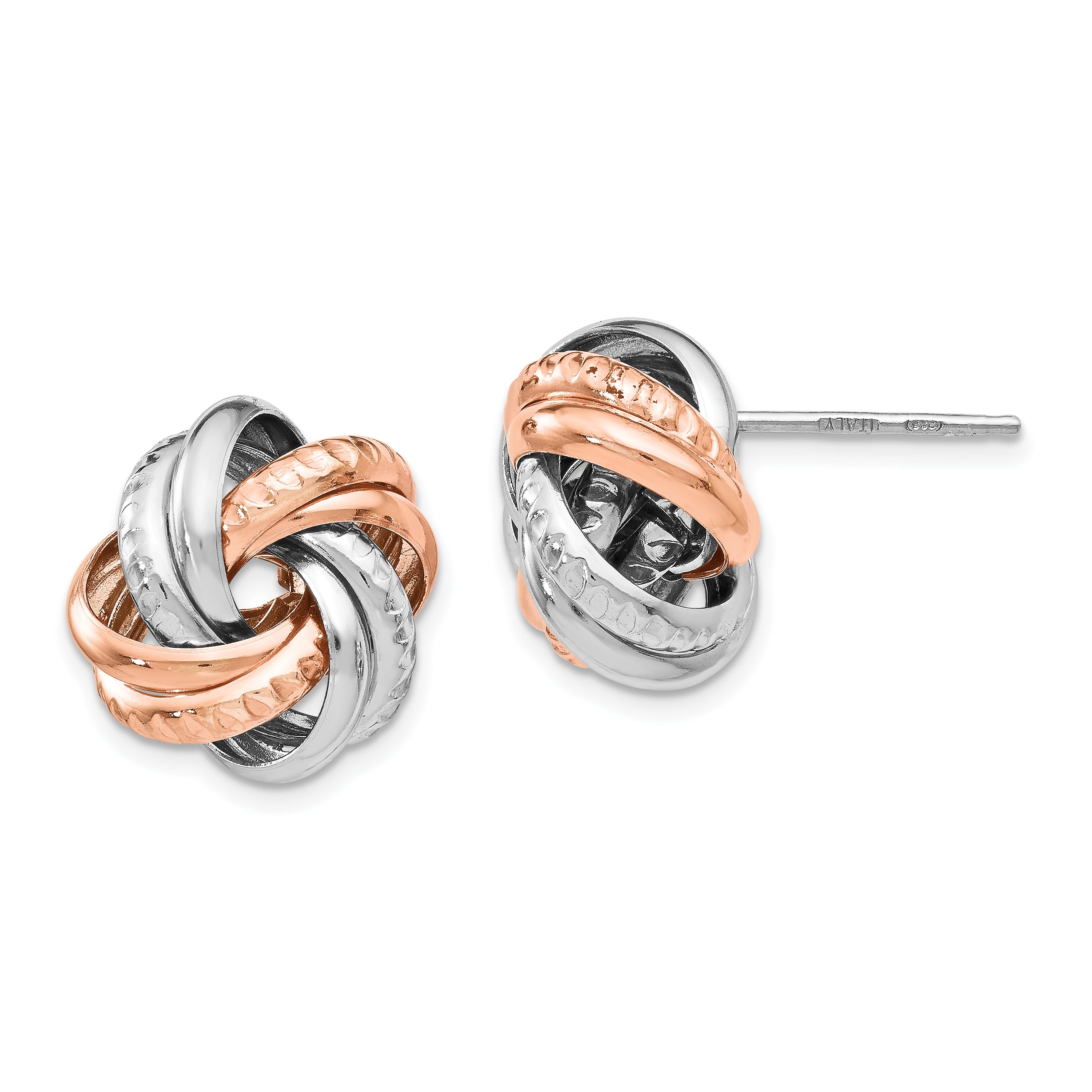 Sterling Silver Rose Rhodium-plated Post Earrings