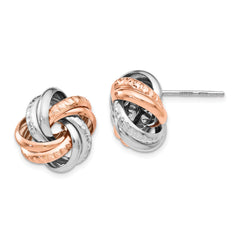 Sterling Silver Rose Rhodium-plated Post Earrings