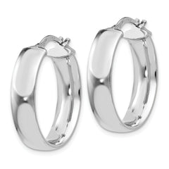 Sterling Silver Rhodium-plated Oval Hoop Earrings