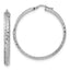 Sterling Silver RH-plated Polished & Textured Hoop Earrings