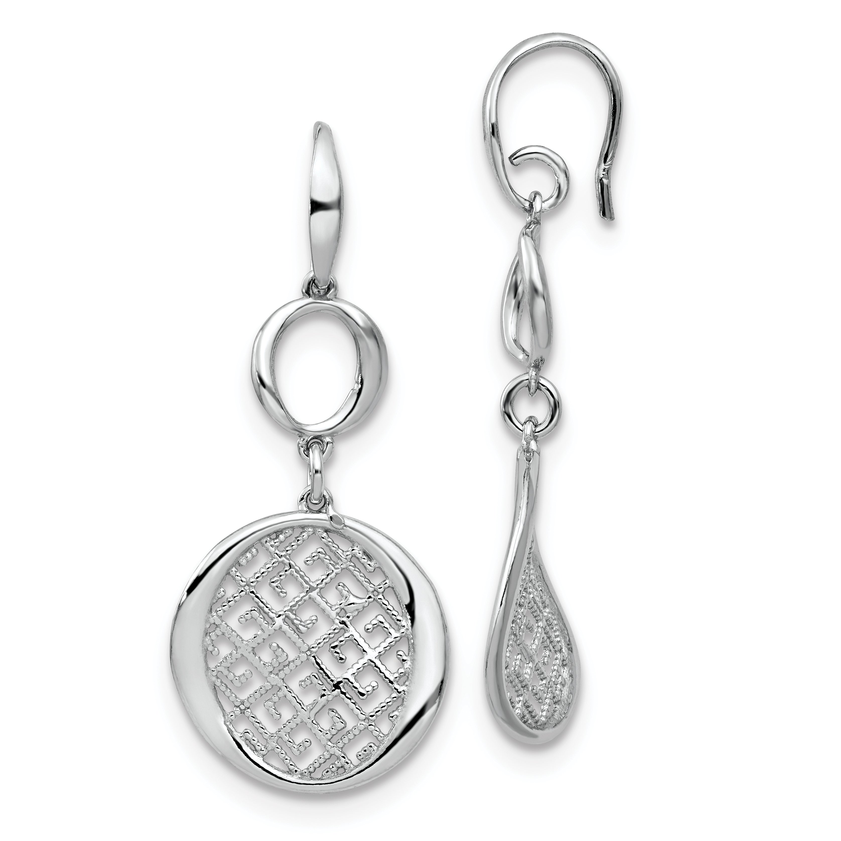 Sterling Silver Rhodium-plated Filigree Dangle Earrings