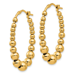 Sterling Silver Gold-plated Polished Beaded Hoop Earrings